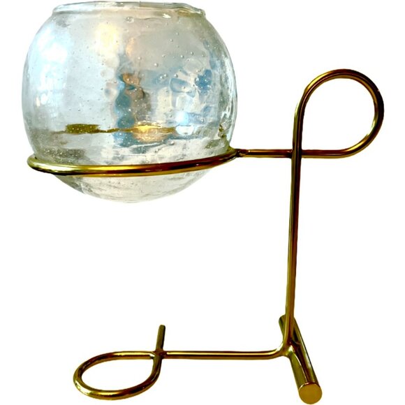 Pair of West Elm Brass Glass Globe Centrepiece Candleholders - Picture 2 of 4